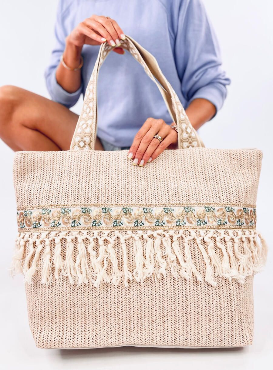 Púdrovoružová veľká plážová taška BOHO
