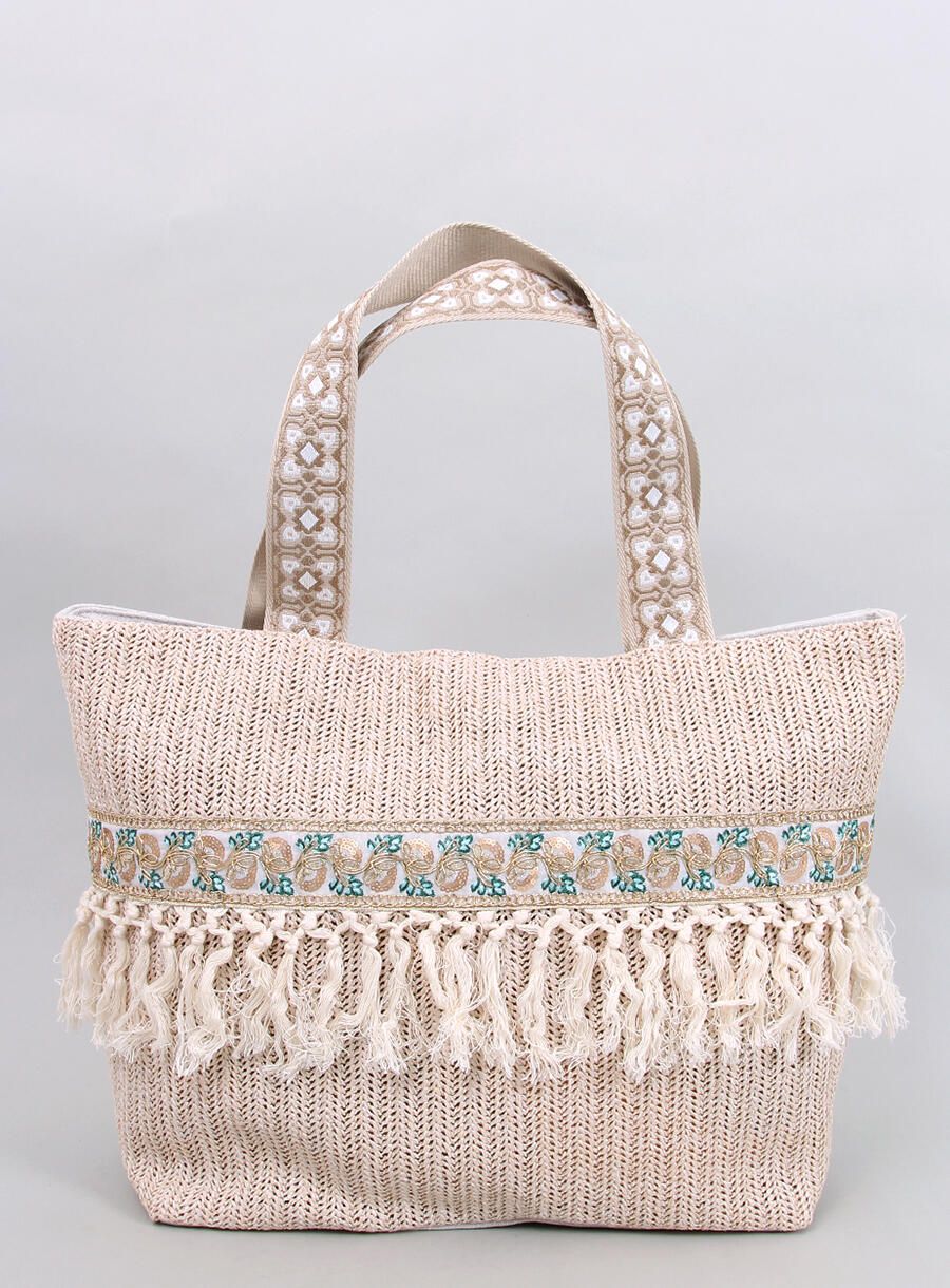 Púdrovoružová veľká plážová taška BOHO