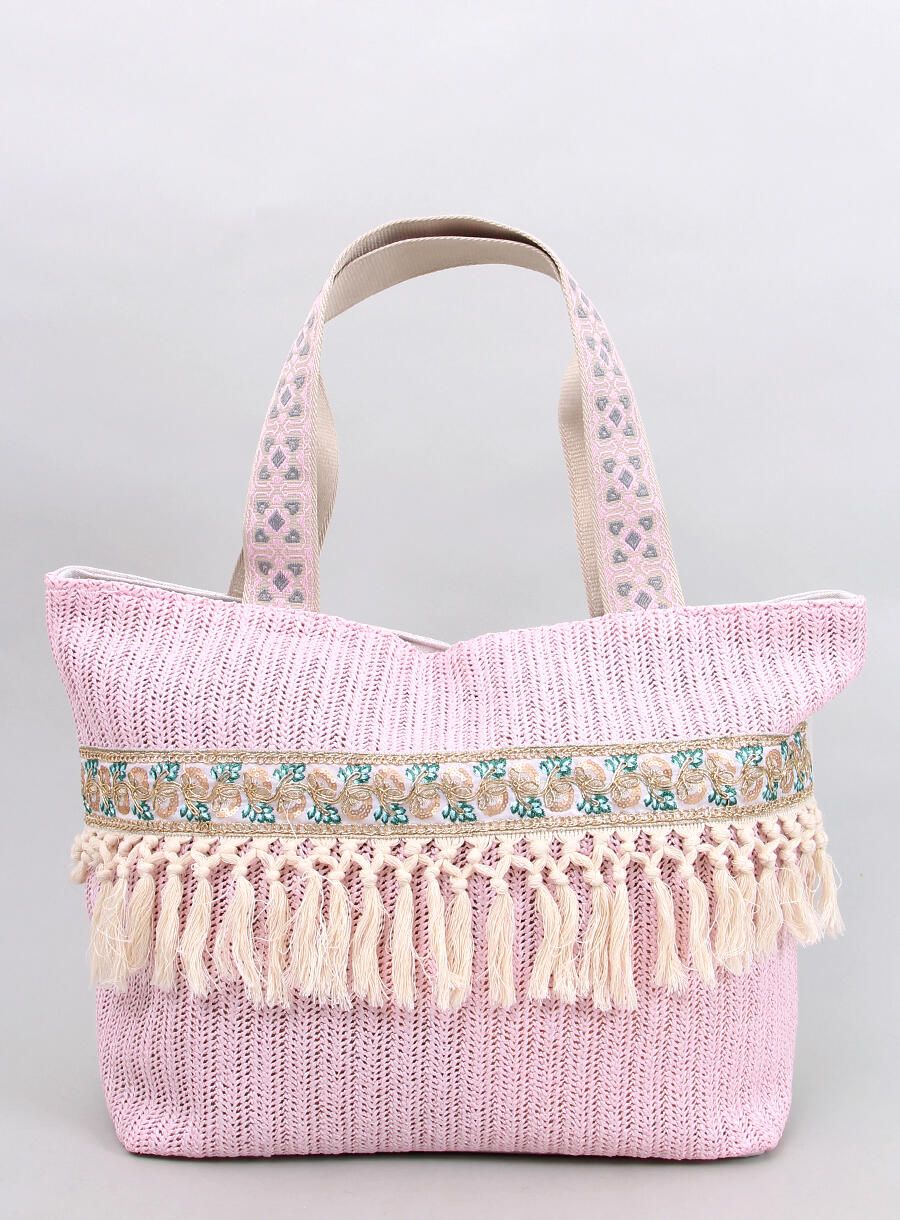 Ružová veľká plážová taška BOHO