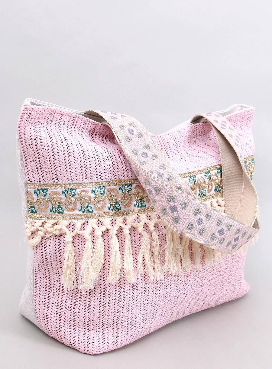 Ružová veľká plážová taška BOHO