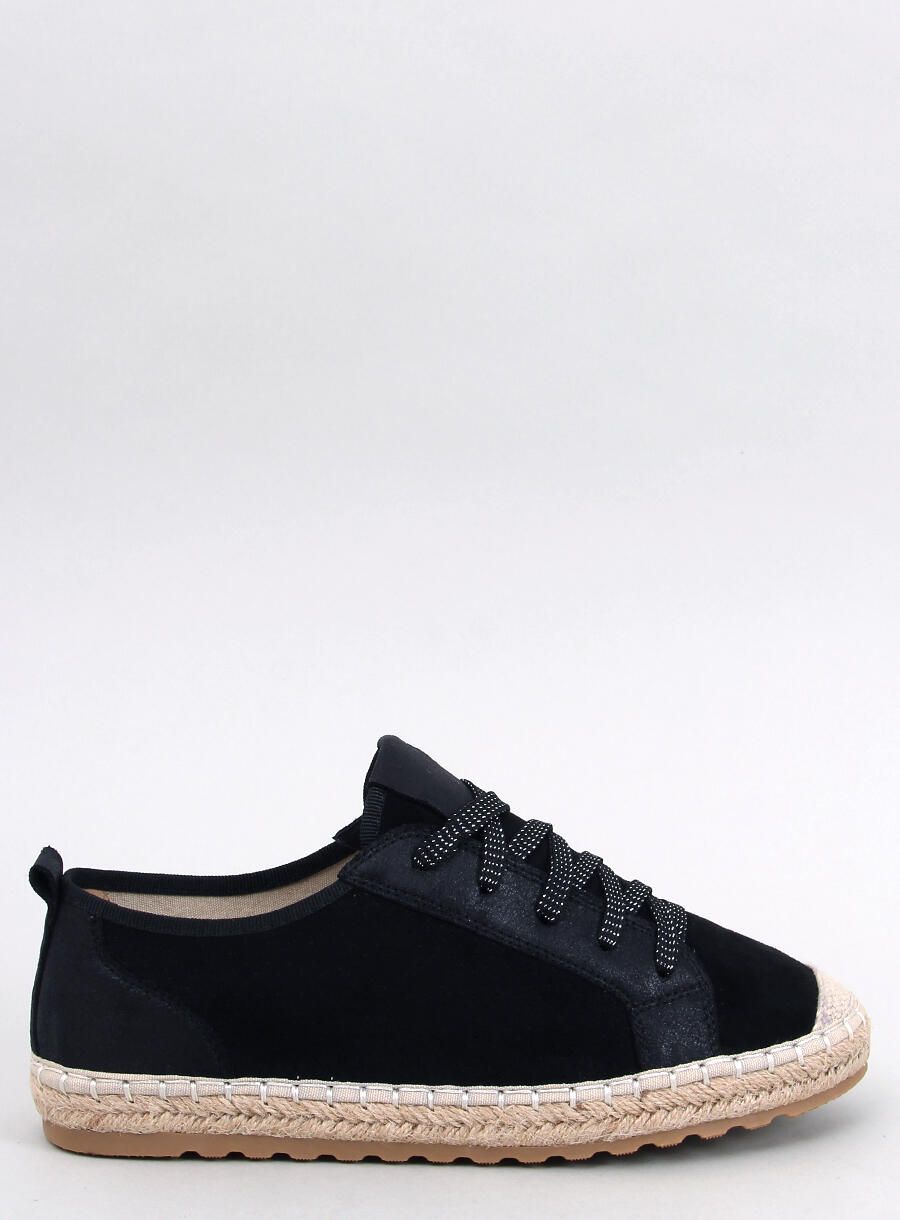 Čierne semišové espadrilky na šnurovanie