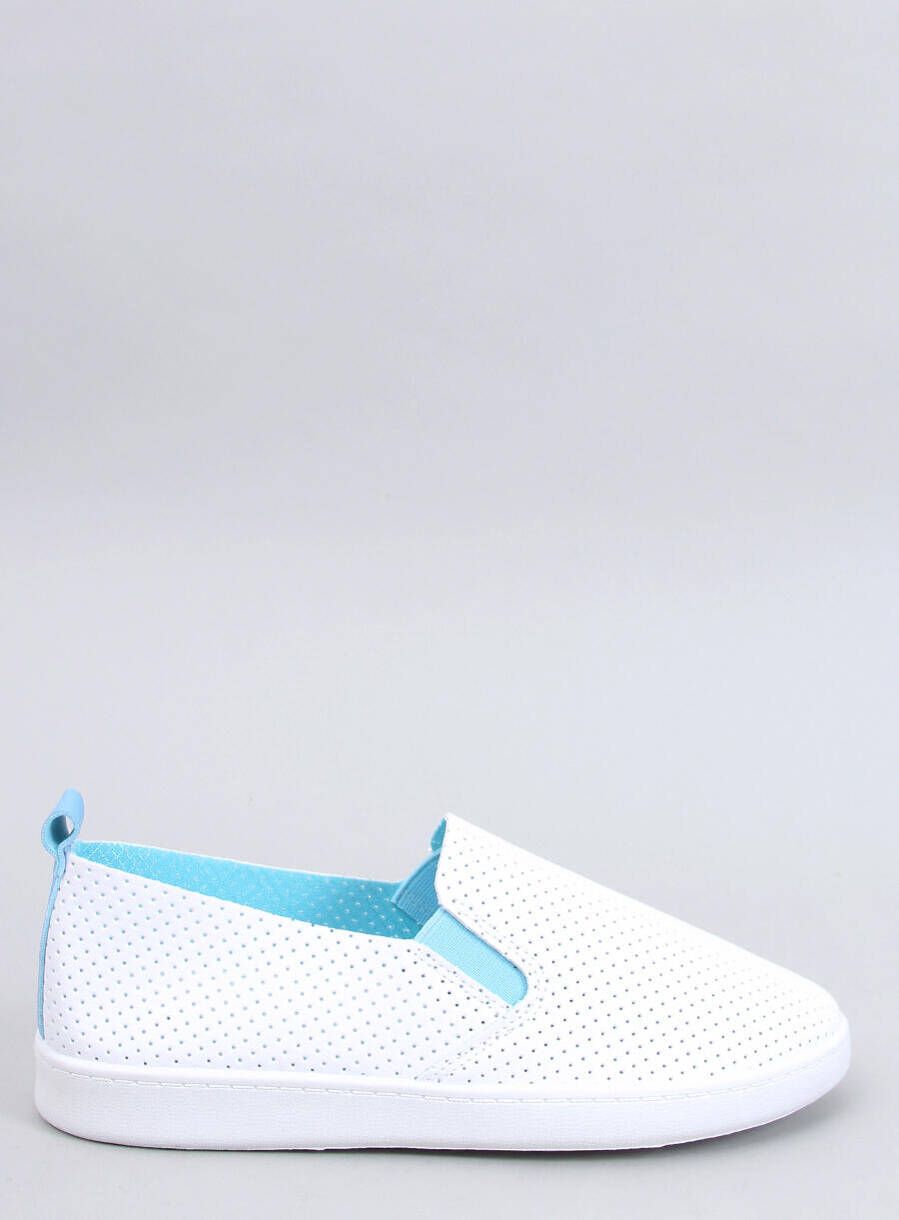 Perforované slip-on tenisky biela/modrá