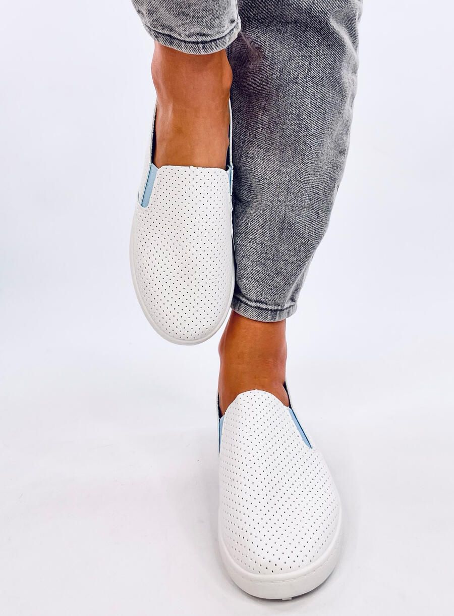 Perforované slip-on tenisky biela/modrá
