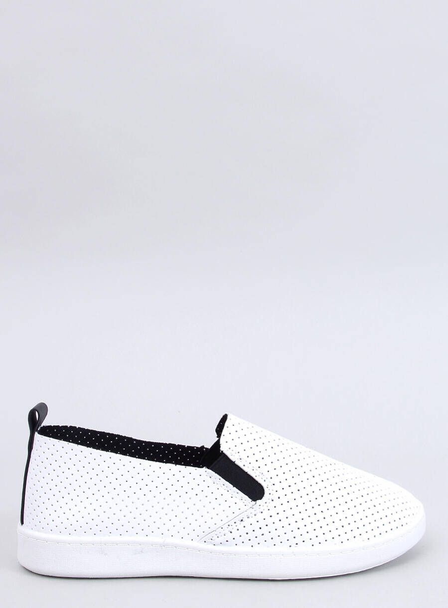 Perforované slip-on tenisky biela/čierna