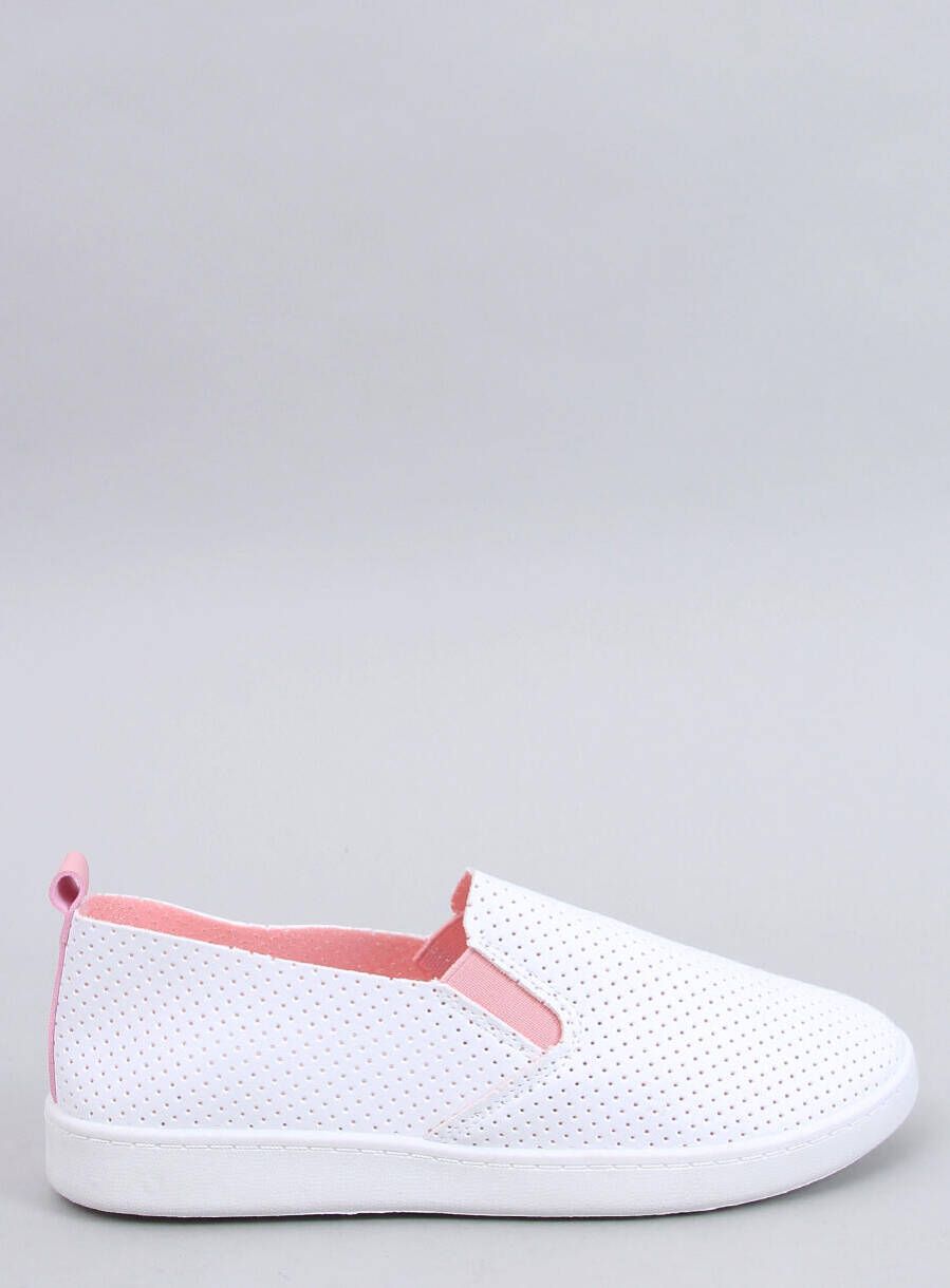 Perforované slip-on tenisky biela/ružová