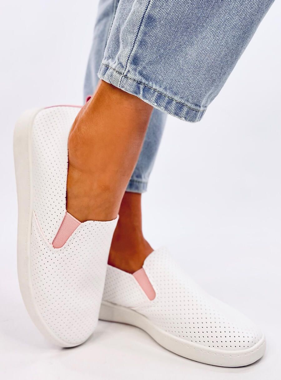 Perforované slip-on tenisky biela/ružová