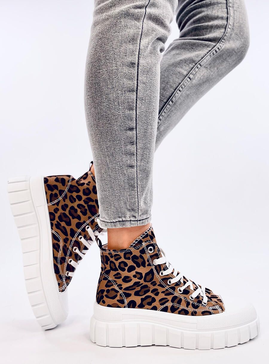 Tenisky na platforme s leopardím vzorom
