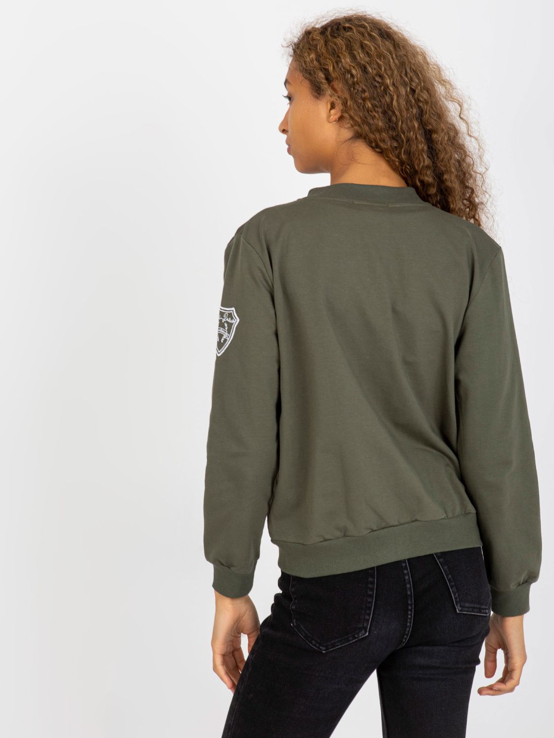Khaki prešívaná bomber mikina s vreckami