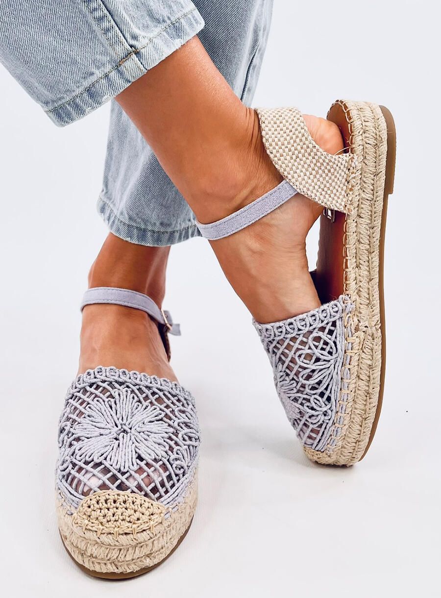 Lila espadrilky s čipkovaným zvrškom