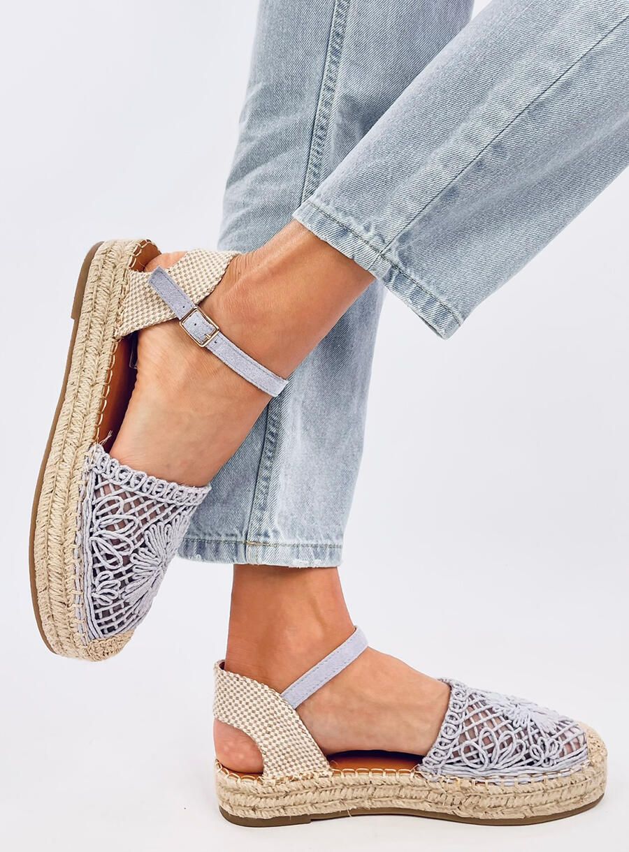Lila espadrilky s čipkovaným zvrškom