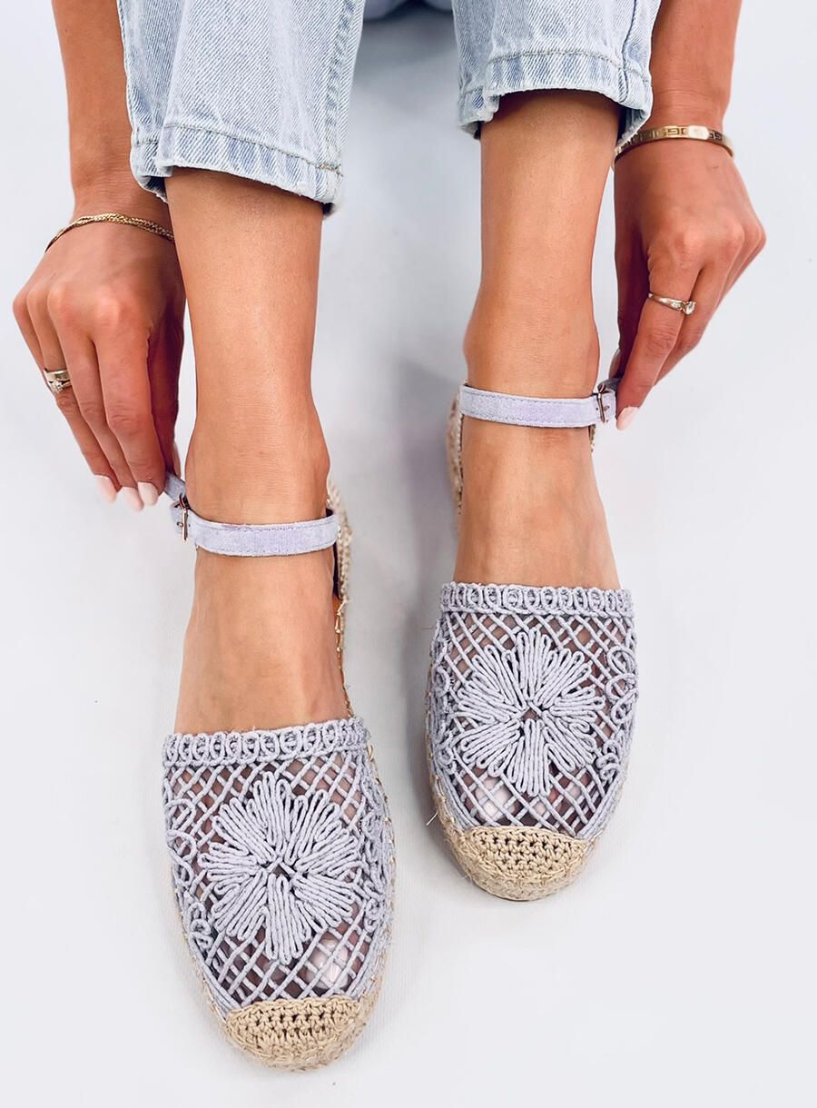 Lila espadrilky s čipkovaným zvrškom