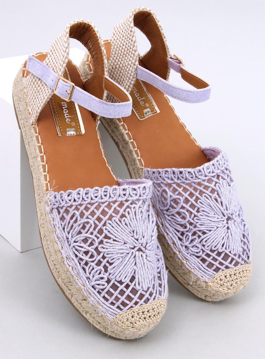 Lila espadrilky s čipkovaným zvrškom