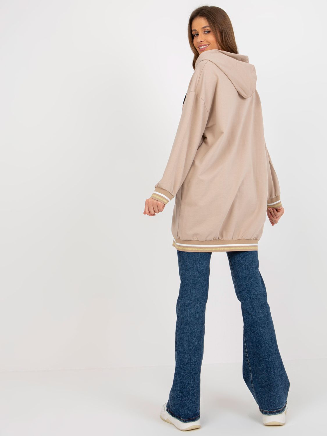 Béžová dlhá oversize mikina