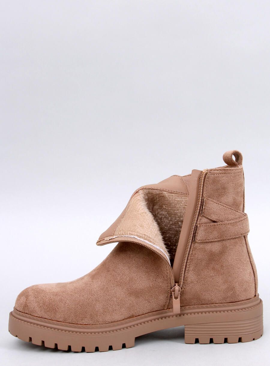 Semišové členkové čižmy v camel farbe