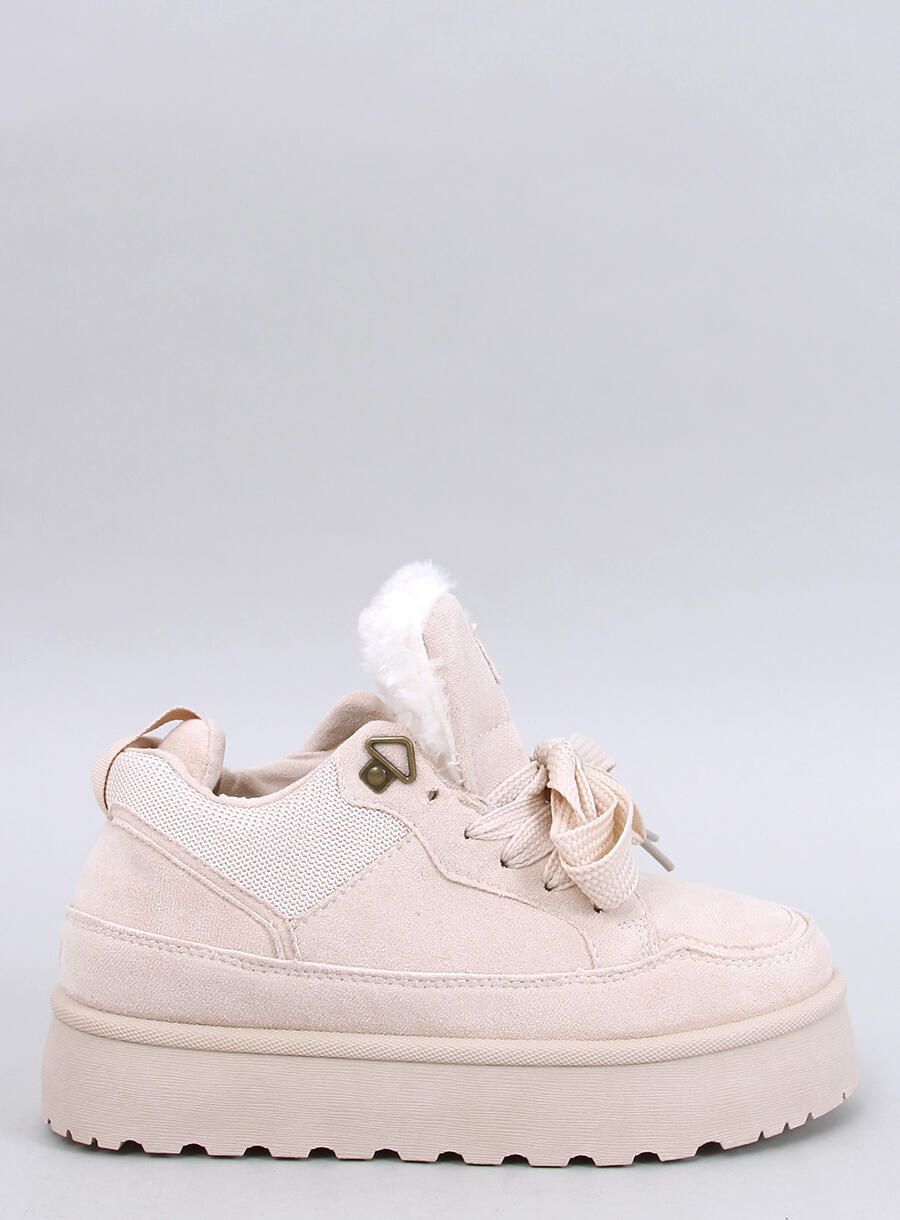 Béžové zimné tenisky na vysokej platforme