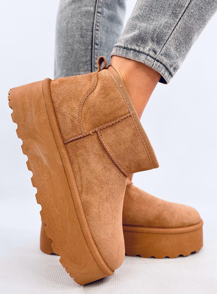 Nízke snehule na platforme camel hnedé