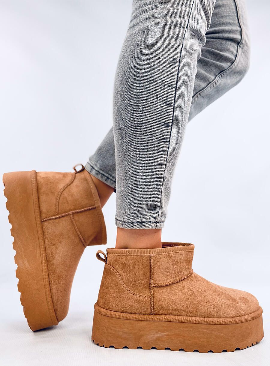 Nízke snehule na platforme camel hnedé