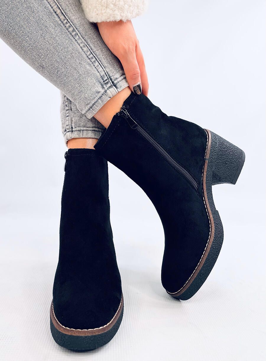 Členkové čižmy na hrubom podpätku čierne