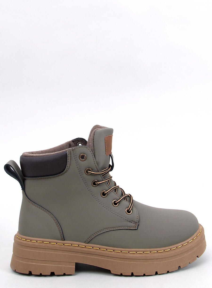 Šnurovacie členkové čižmy khaki