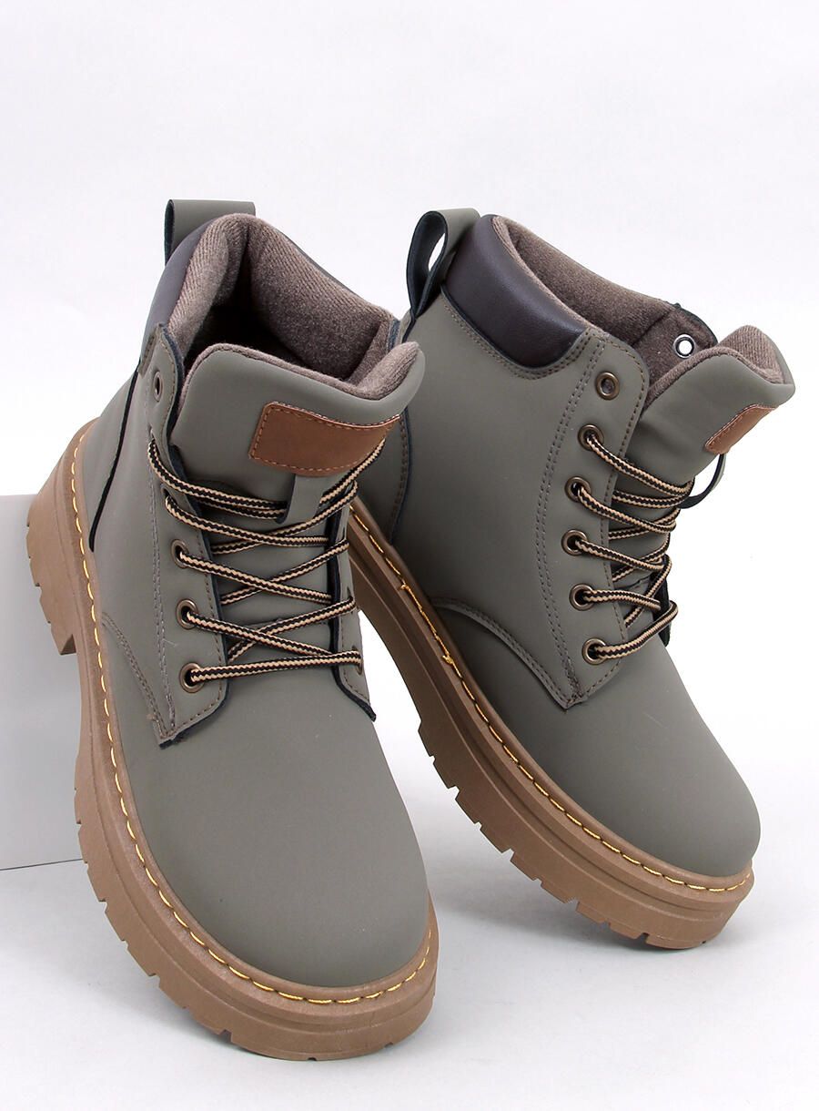 Šnurovacie členkové čižmy khaki