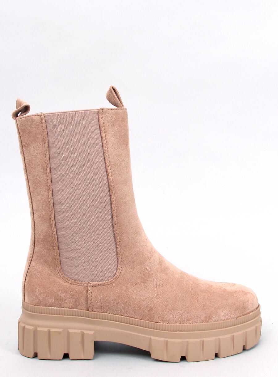 Semišové čižmy s elastickou manžetou camel