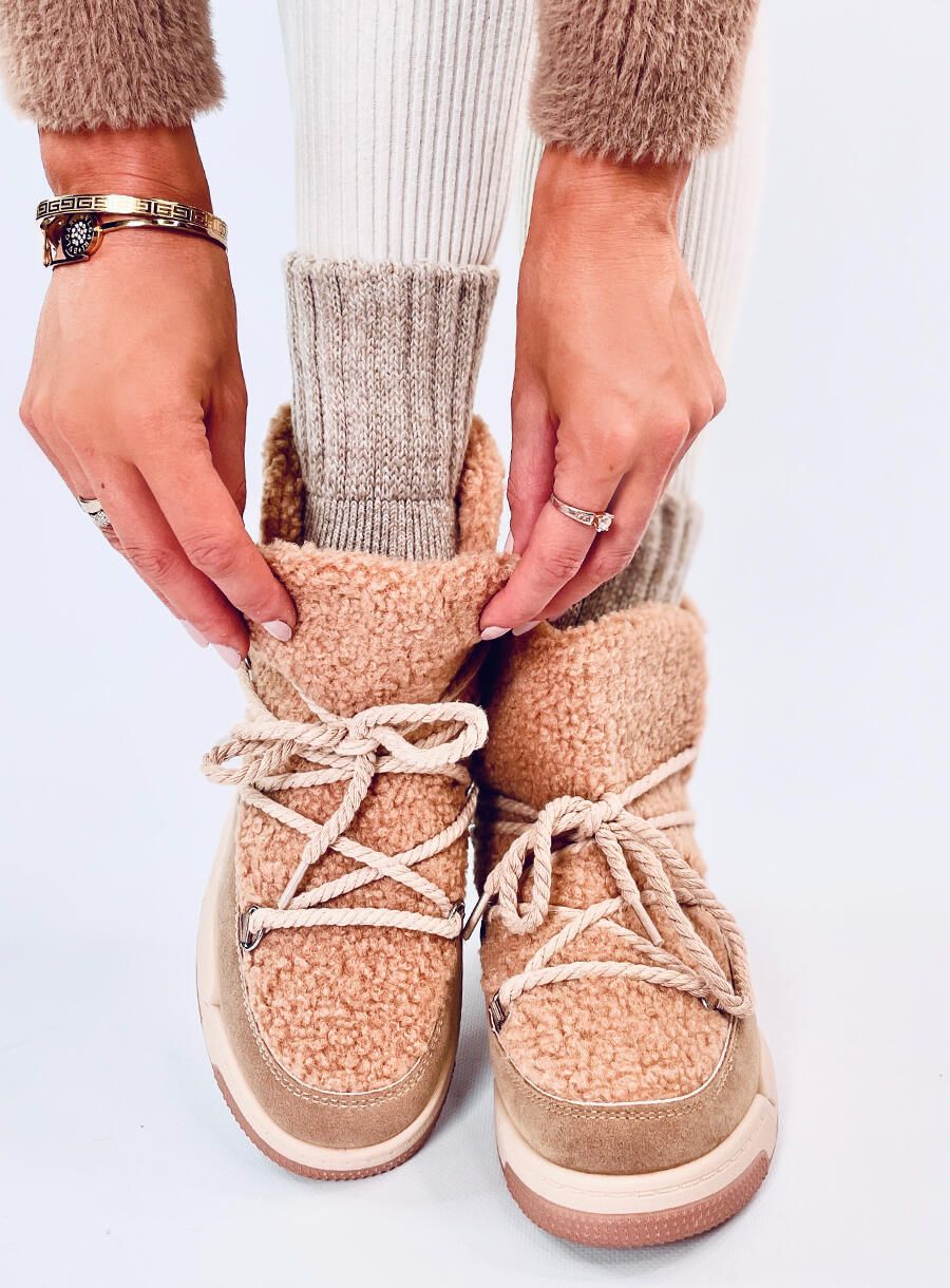 Snehule v štýle sneakers béžové