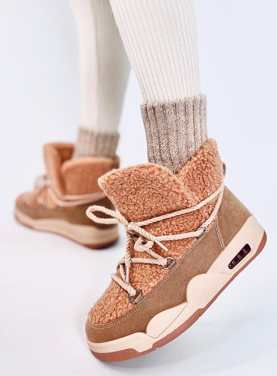 Snehule v štýle sneakers béžové