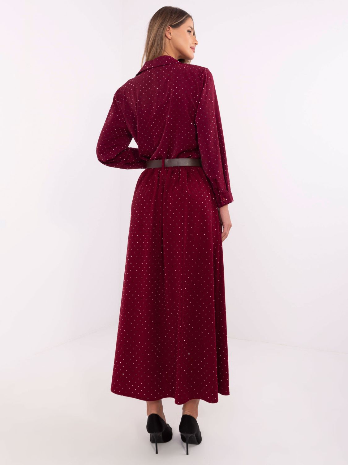 Elegantná maxi sukňa s aplikáciou bordová