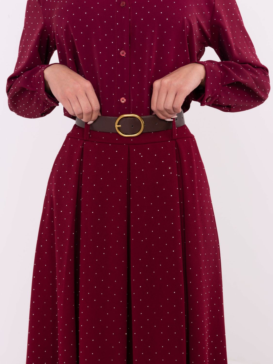 Elegantná maxi sukňa s aplikáciou bordová