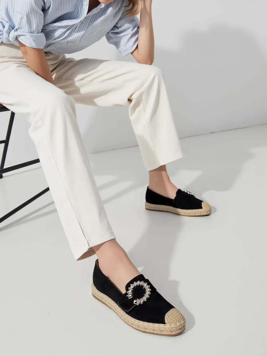 Dámske čierne espadrilky so sponou