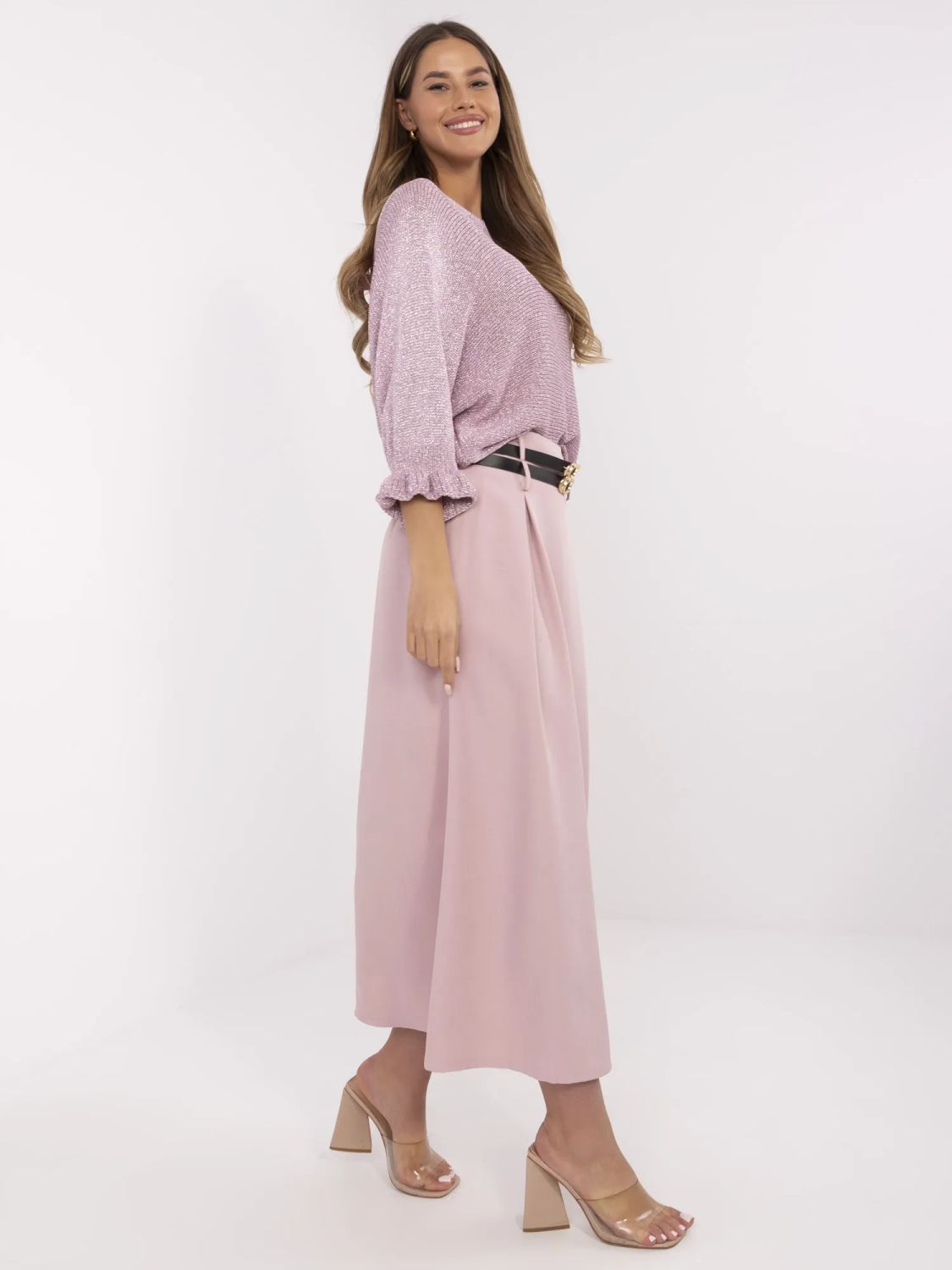 Elegantná maxi sukňa vo svetloružovej