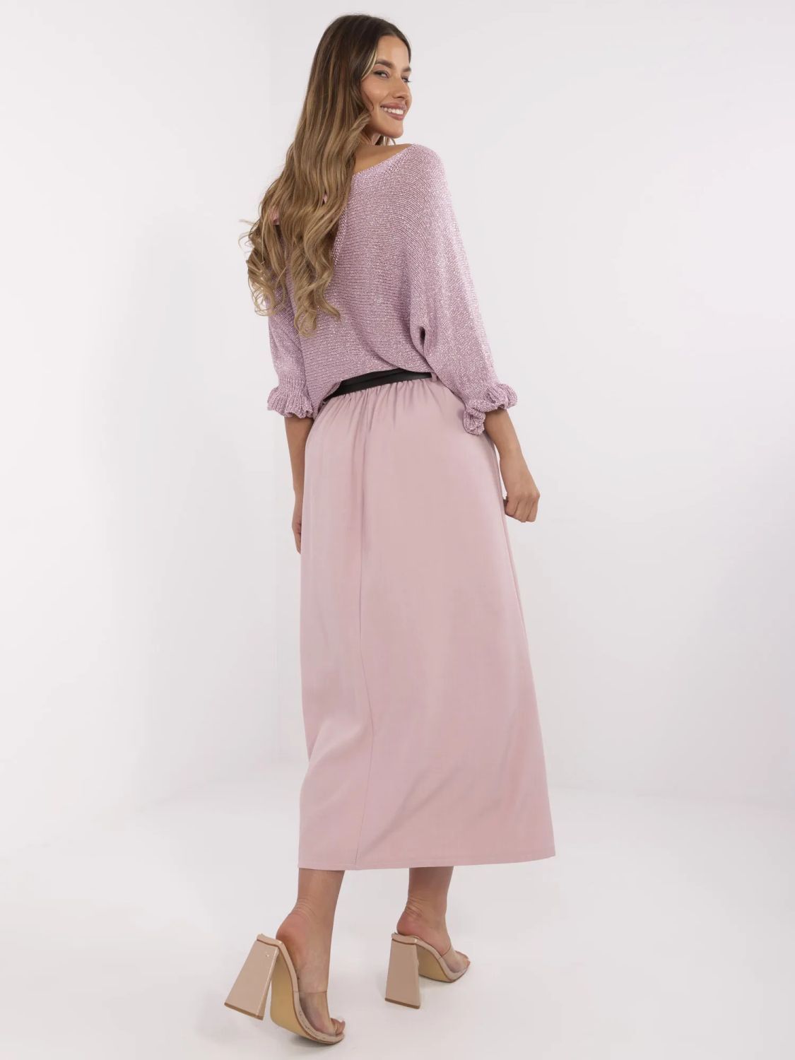 Elegantná maxi sukňa vo svetloružovej