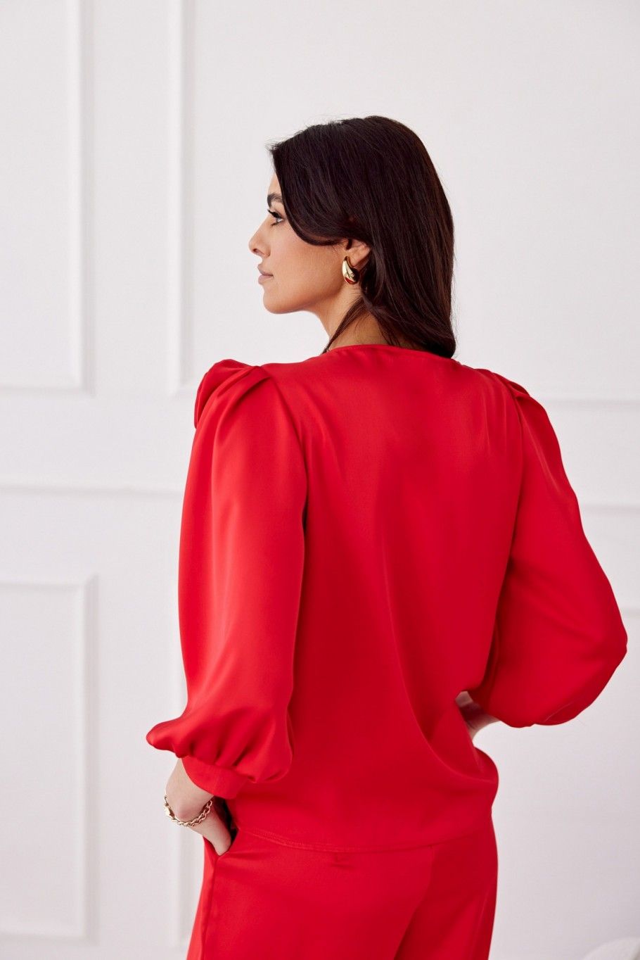 Červená blúzka Giana s aplikáciou ruže