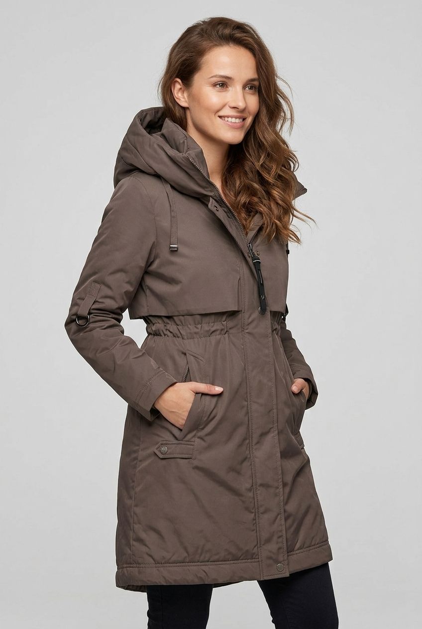 Prechodná bunda/plášť s kapucňou hnedá