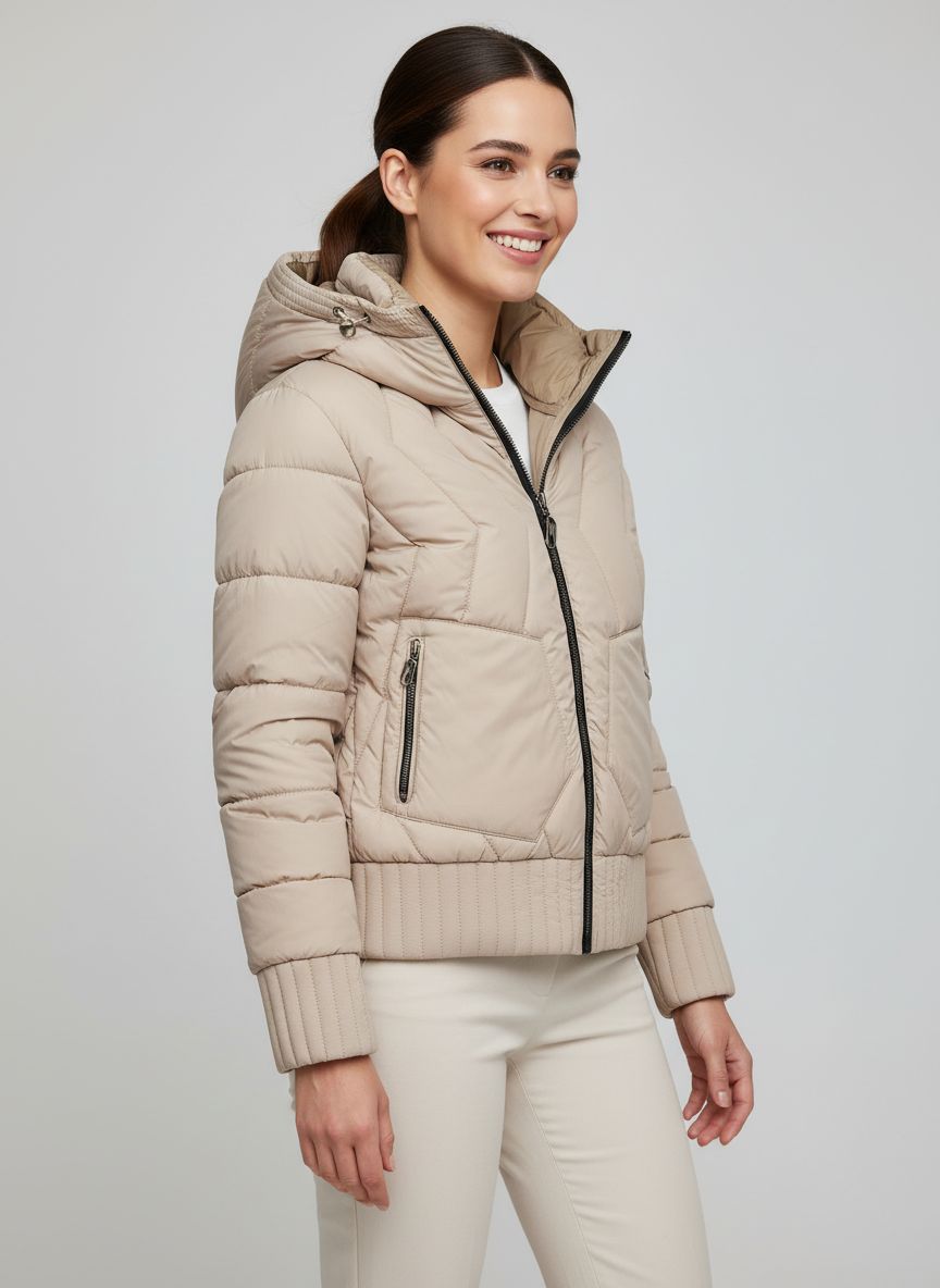 Obojstranná bunda s kapucňou béžová