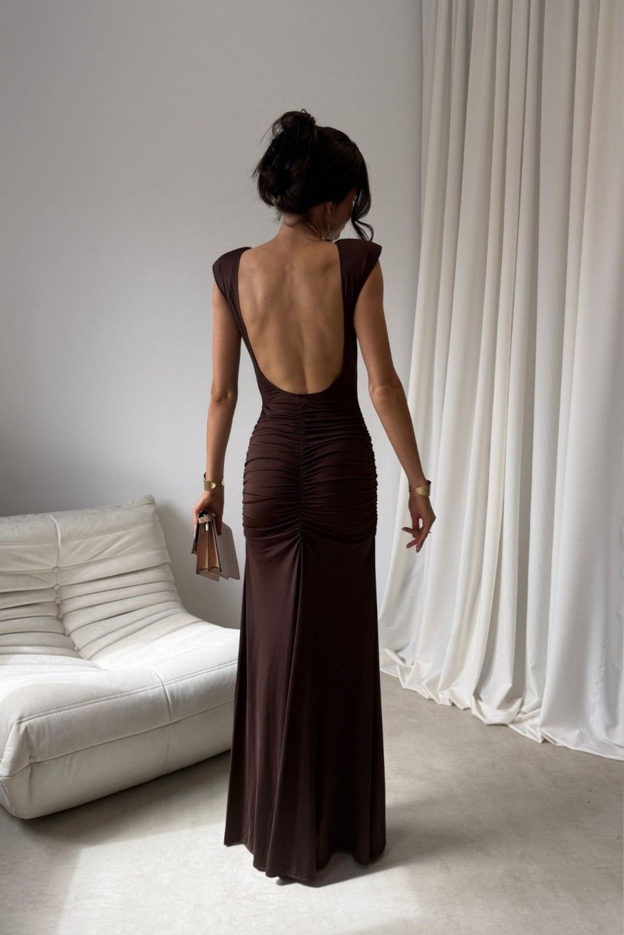 Maxi šaty v hnedej farbe Aurelia
