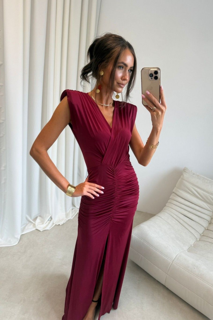 Noelia – bordové maxi šaty