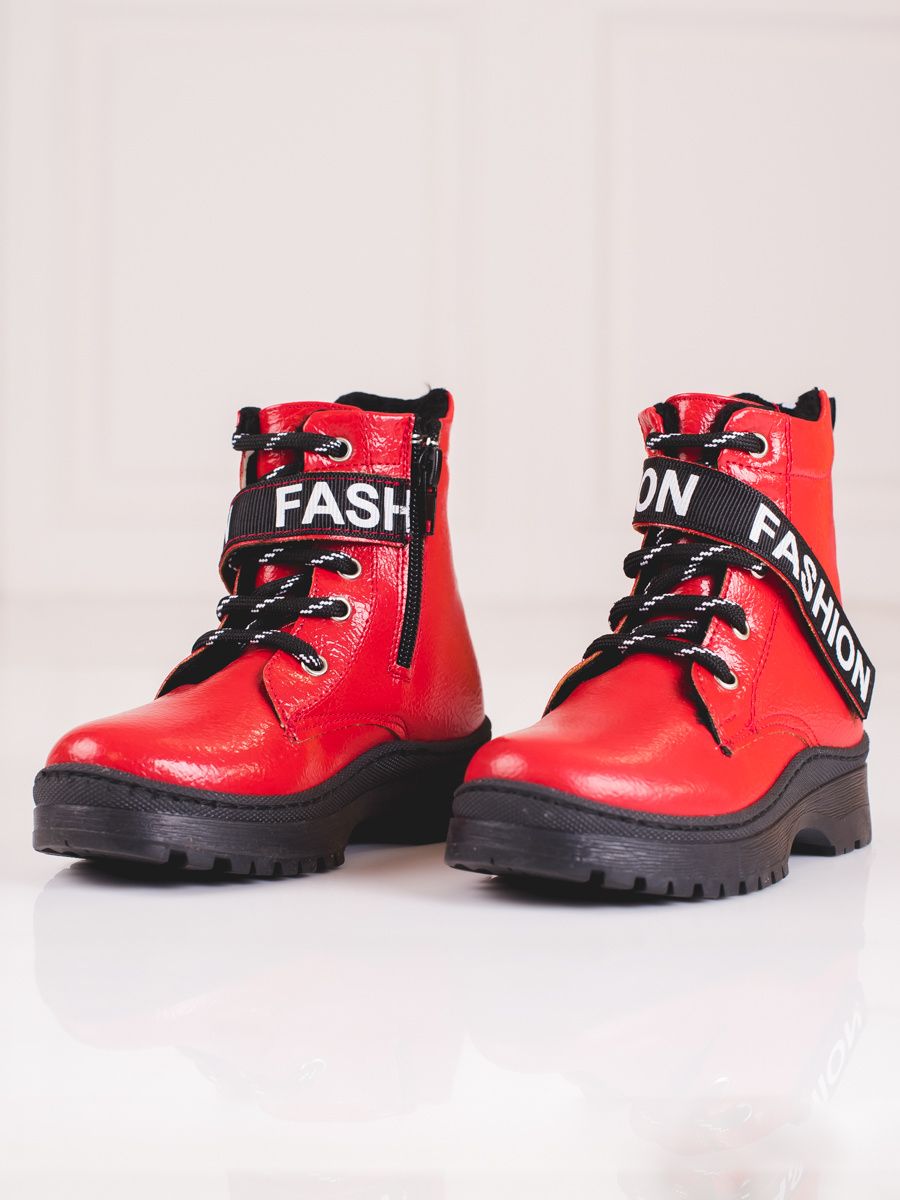Červené dievčenské čižmy Fashion