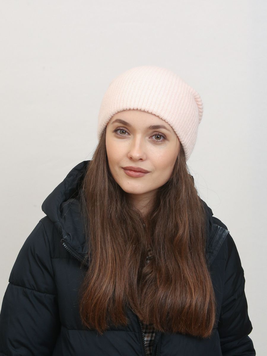 Svetloružová pletená čiapka