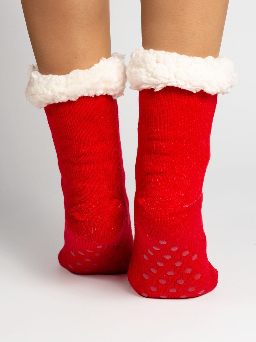Dámske teplé ponožky SANTA červené