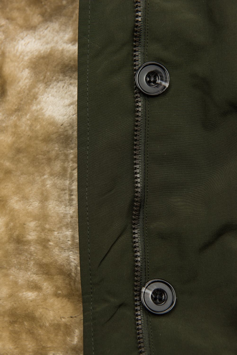 Khaki parka na jeseň/zimu s odnímateľným futrom