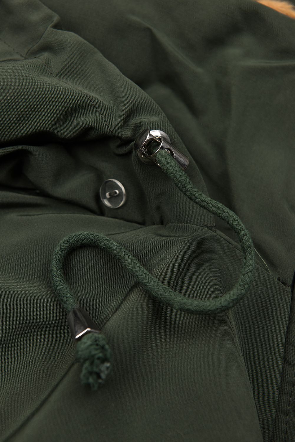 Khaki zimná parka s hnedým plyšom