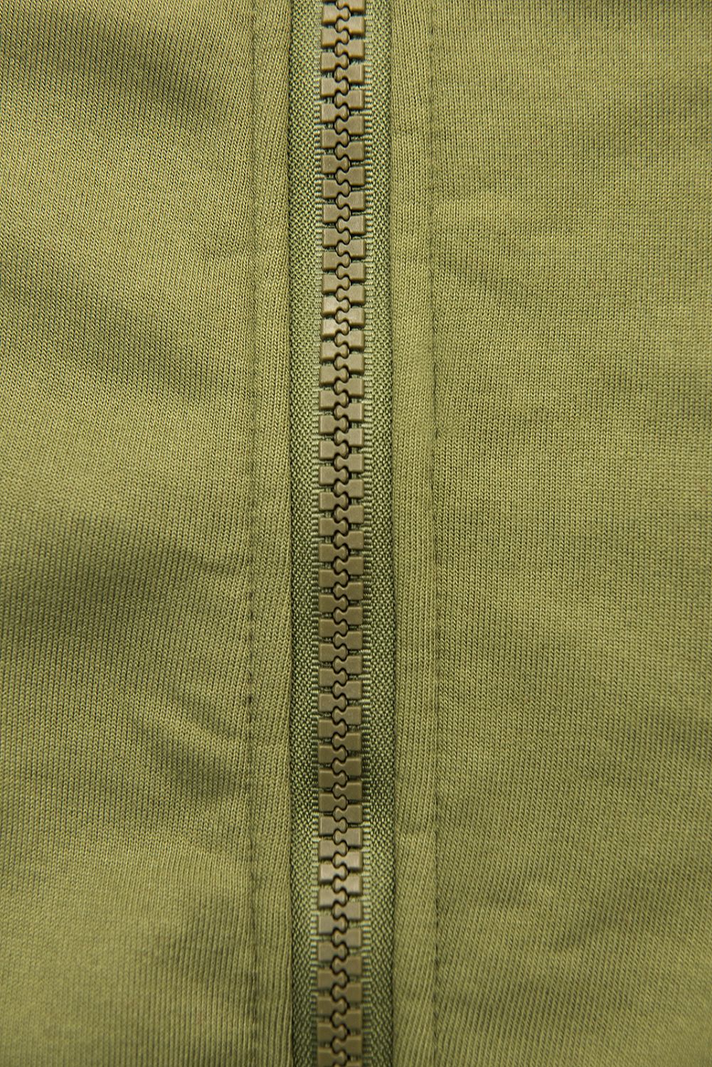 Khaki mikina so vzorovanou kapucňou