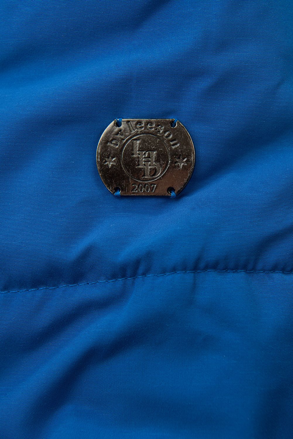 Kobaltovomodrá zimná bunda so sivým plyšom