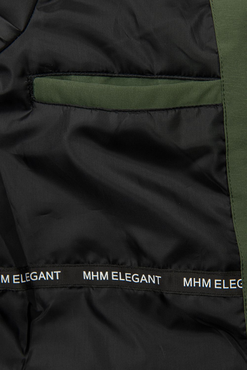 Khaki prechodná parka s čiernou podšívkou