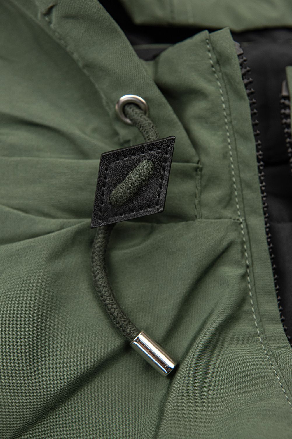 Ľahká obojstranná prechodná parka khaki/čierna