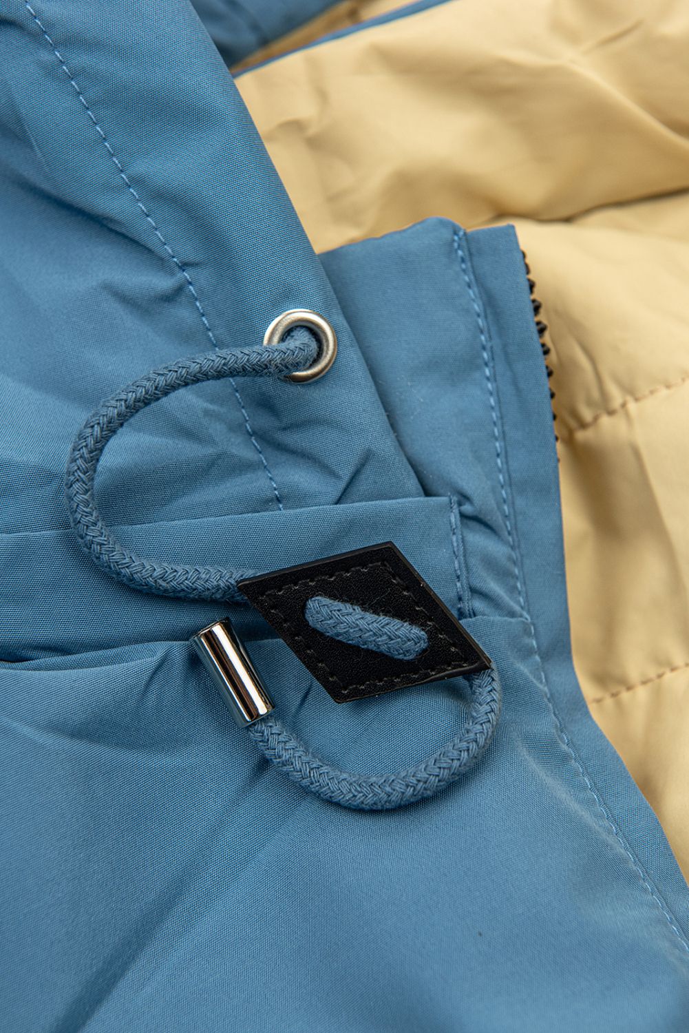 Ľahká obojstranná prechodná parka jeans modrá/béžová