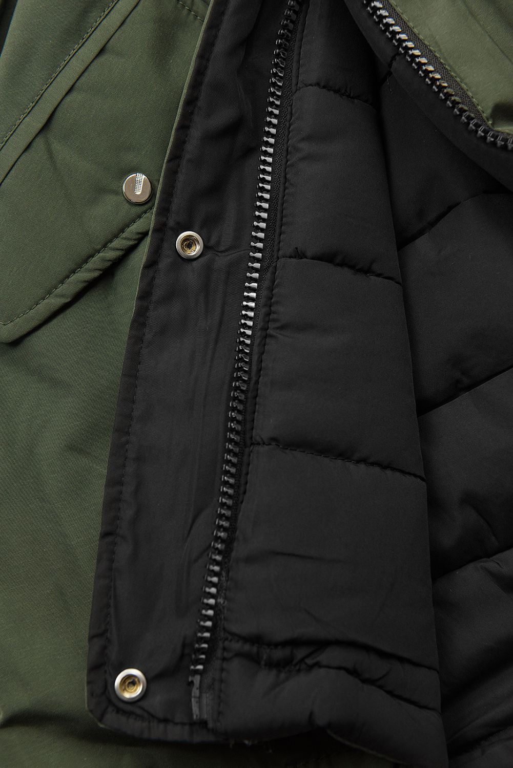 Zimná parka obojstranná khaki/čierna