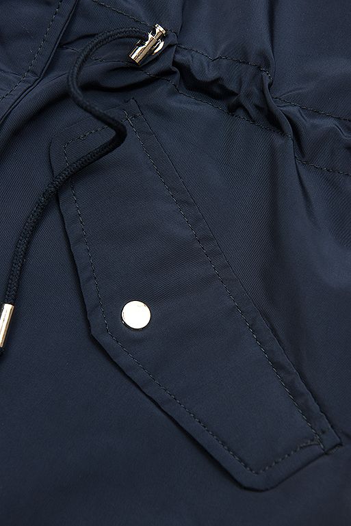 Tmavomodrá basic jarná parka s kapucňou
