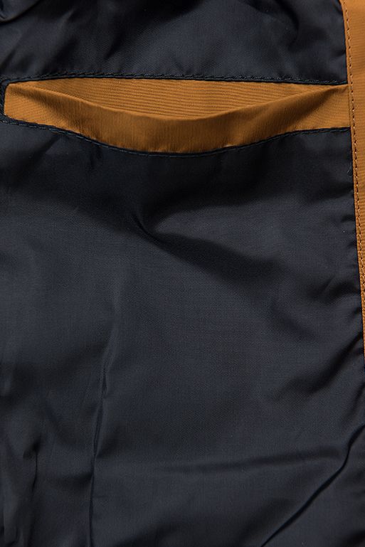 Hnedá/modrá basic jarná parka s kapucňou